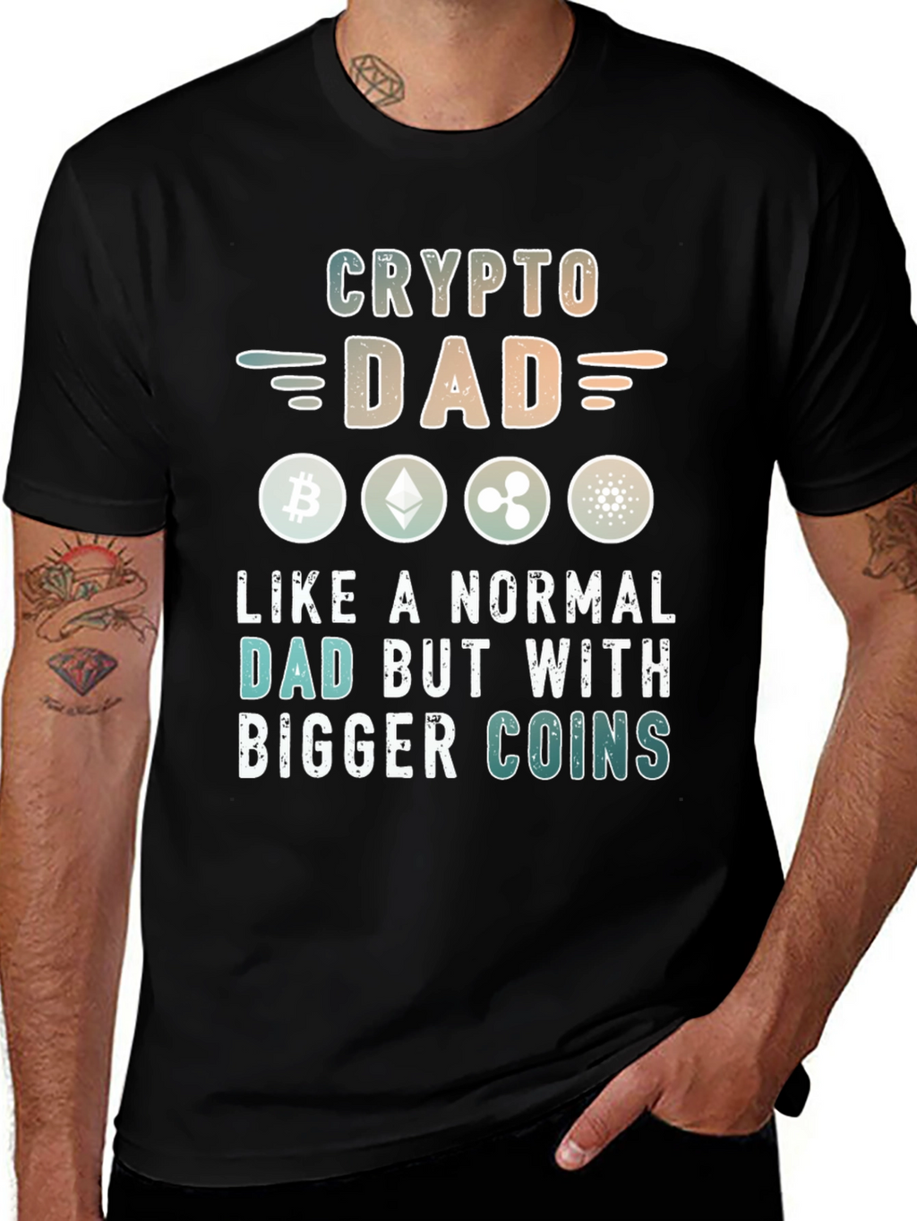 Crypto Dad T-Shirt - Bitcoin Ethereum XRP Design