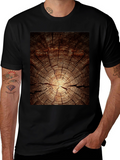 Wood Grain Graphic Tee - Nature Inspired Black T-Shirt