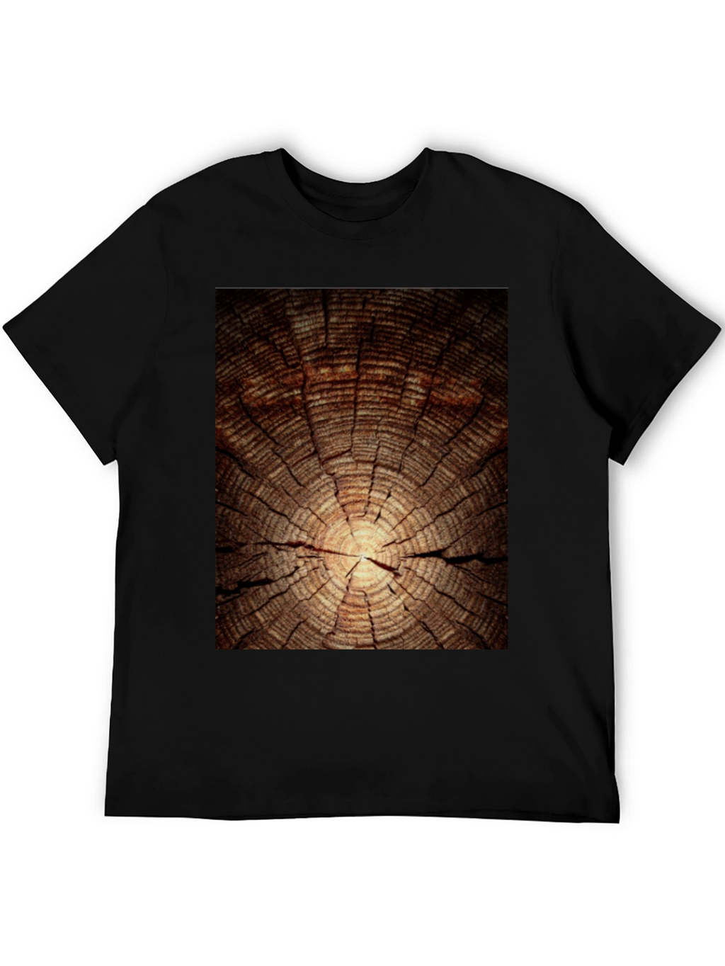 Wood Grain Graphic Tee - Nature Inspired Black T-Shirt
