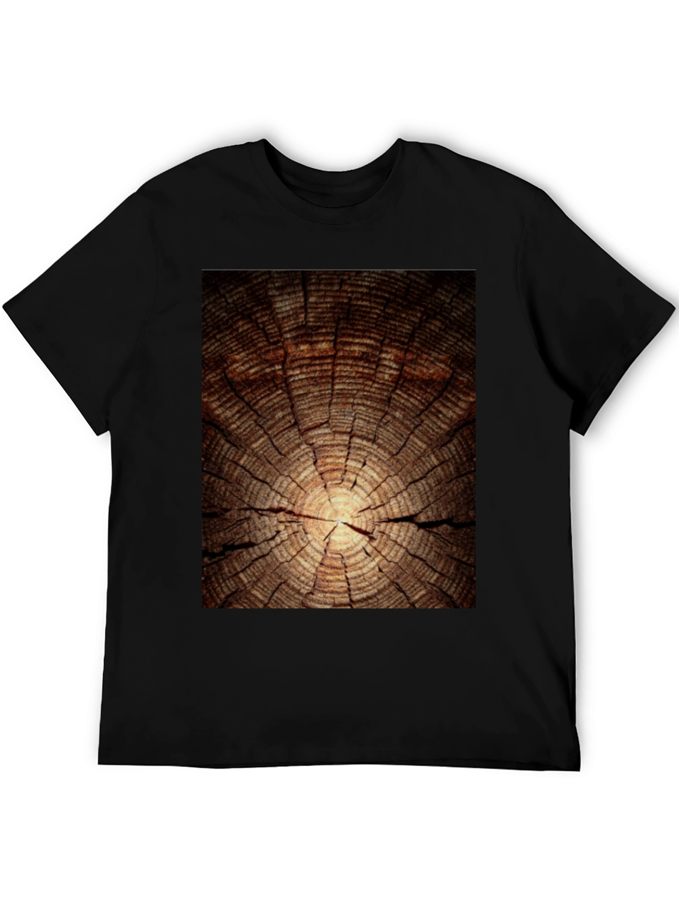 Wood Grain Graphic Tee - Nature Inspired Black T-Shirt