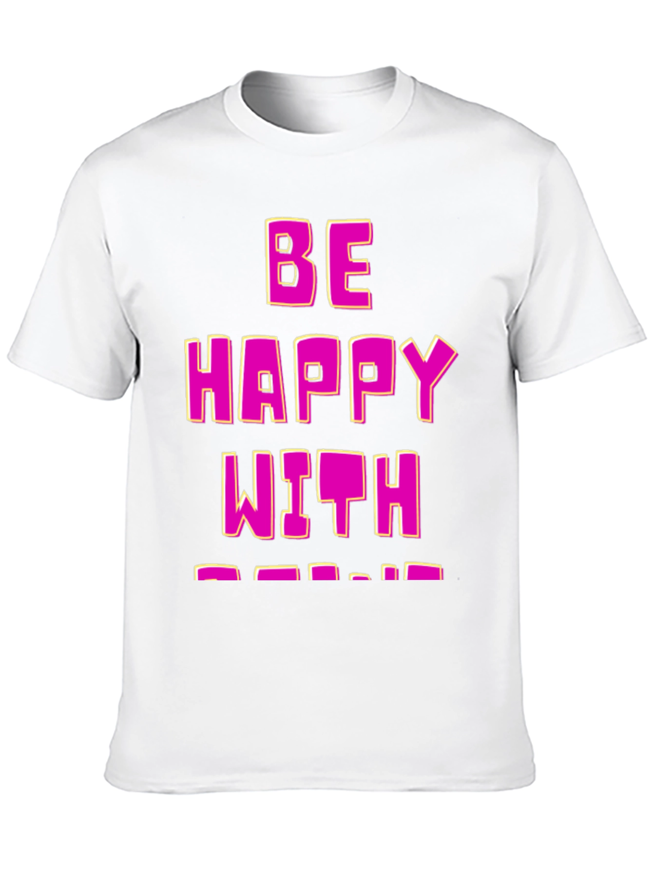 Be Happy T-Shirt - Black Cotton Blend Fun Design