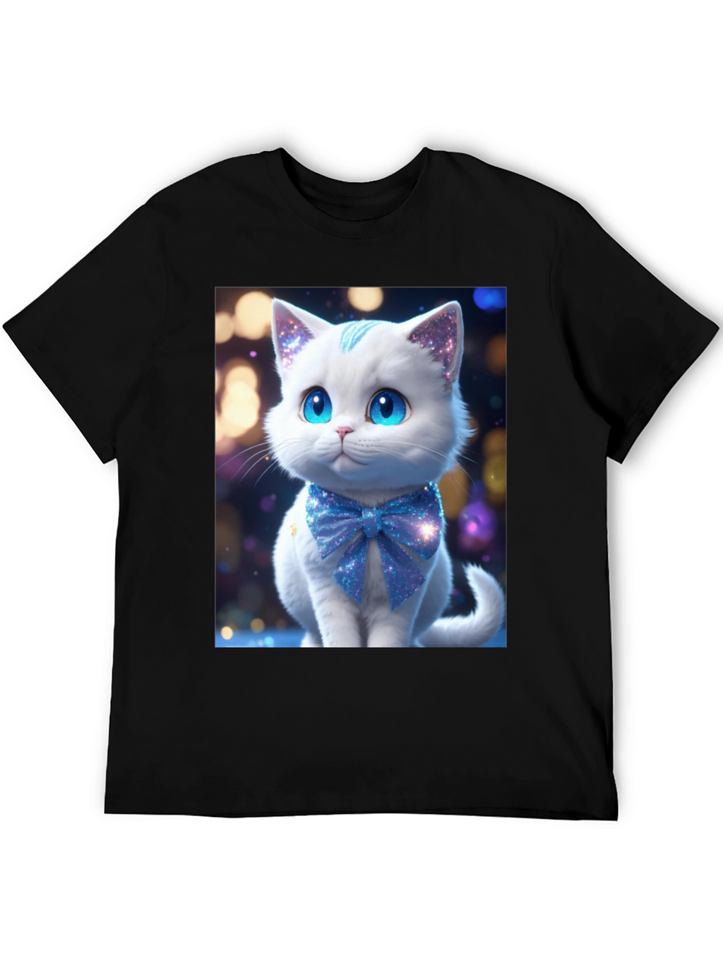 Cute Kitten Graphic Tee - Soft Black Cotton Blend