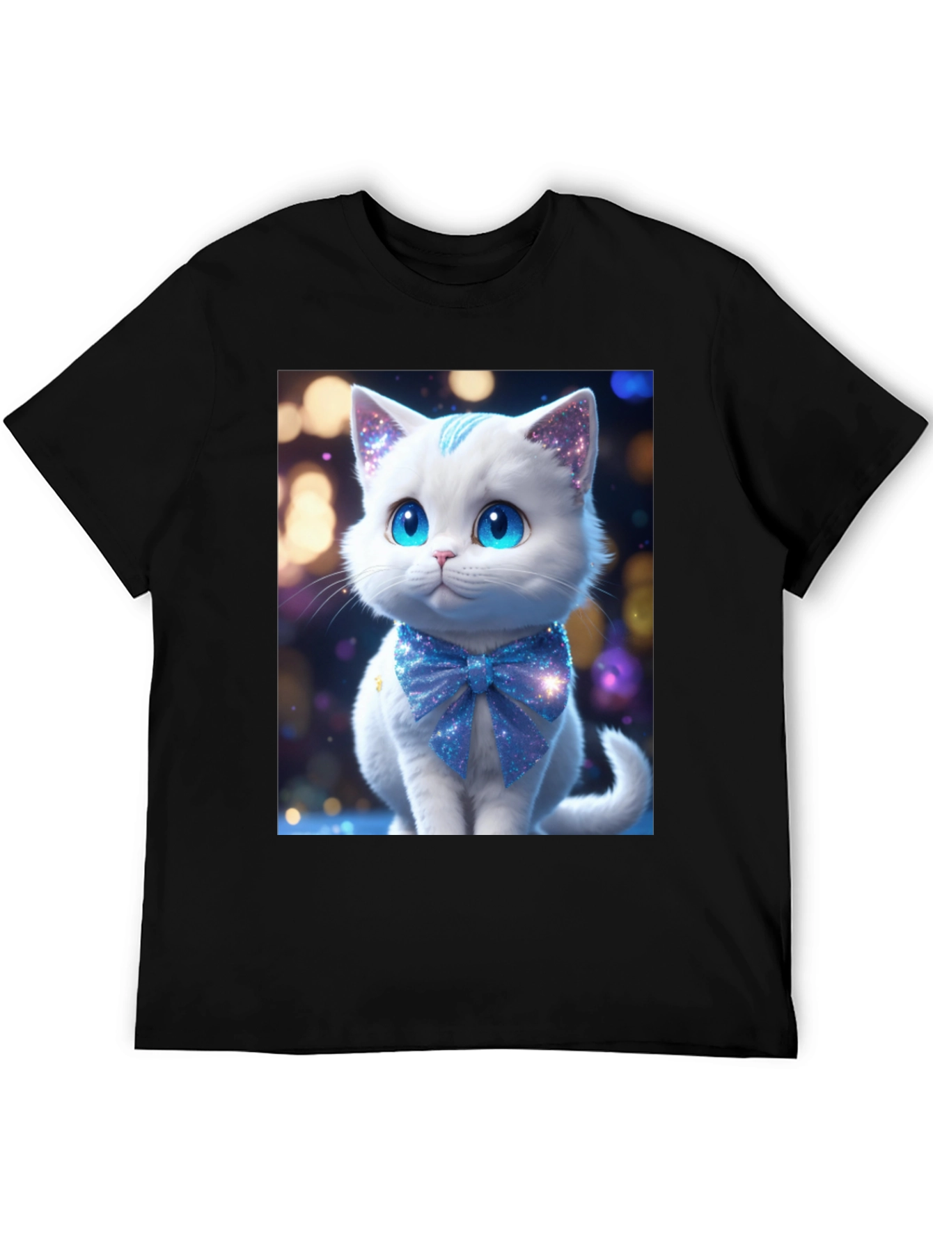 Cute Kitten Graphic Tee - Soft Black Cotton Blend