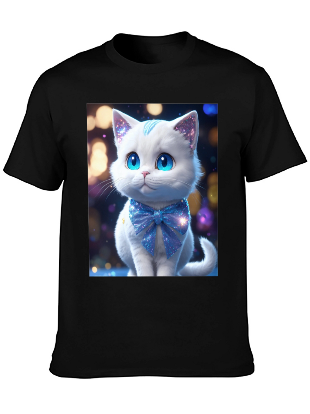 Cute Kitten Graphic Tee - Soft Black Cotton Blend