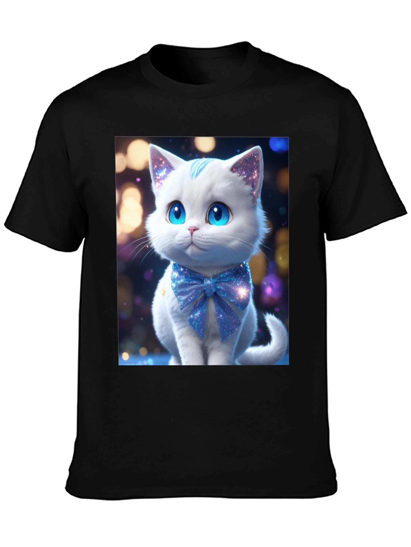Cute Kitten Graphic Tee - Soft Black Cotton Blend
