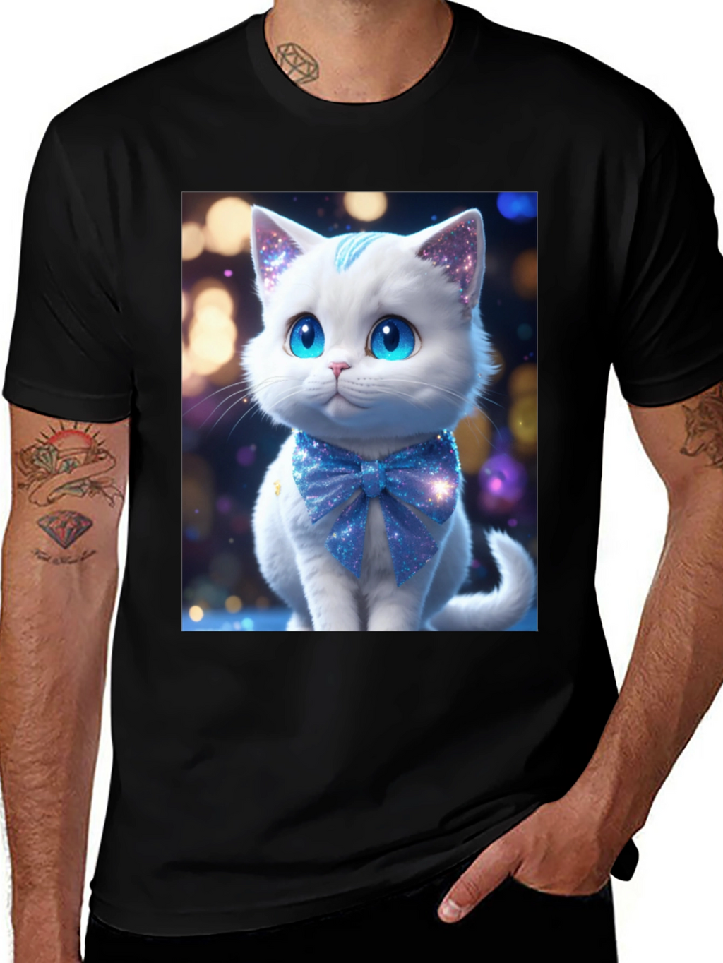 Cute Kitten Graphic Tee - Soft Black Cotton Blend