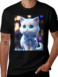 Cute Kitten Graphic Tee - Soft Black Cotton Blend
