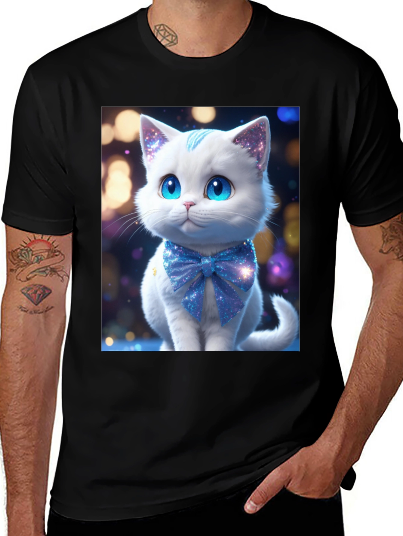 Cute Kitten Graphic Tee - Soft Black Cotton Blend