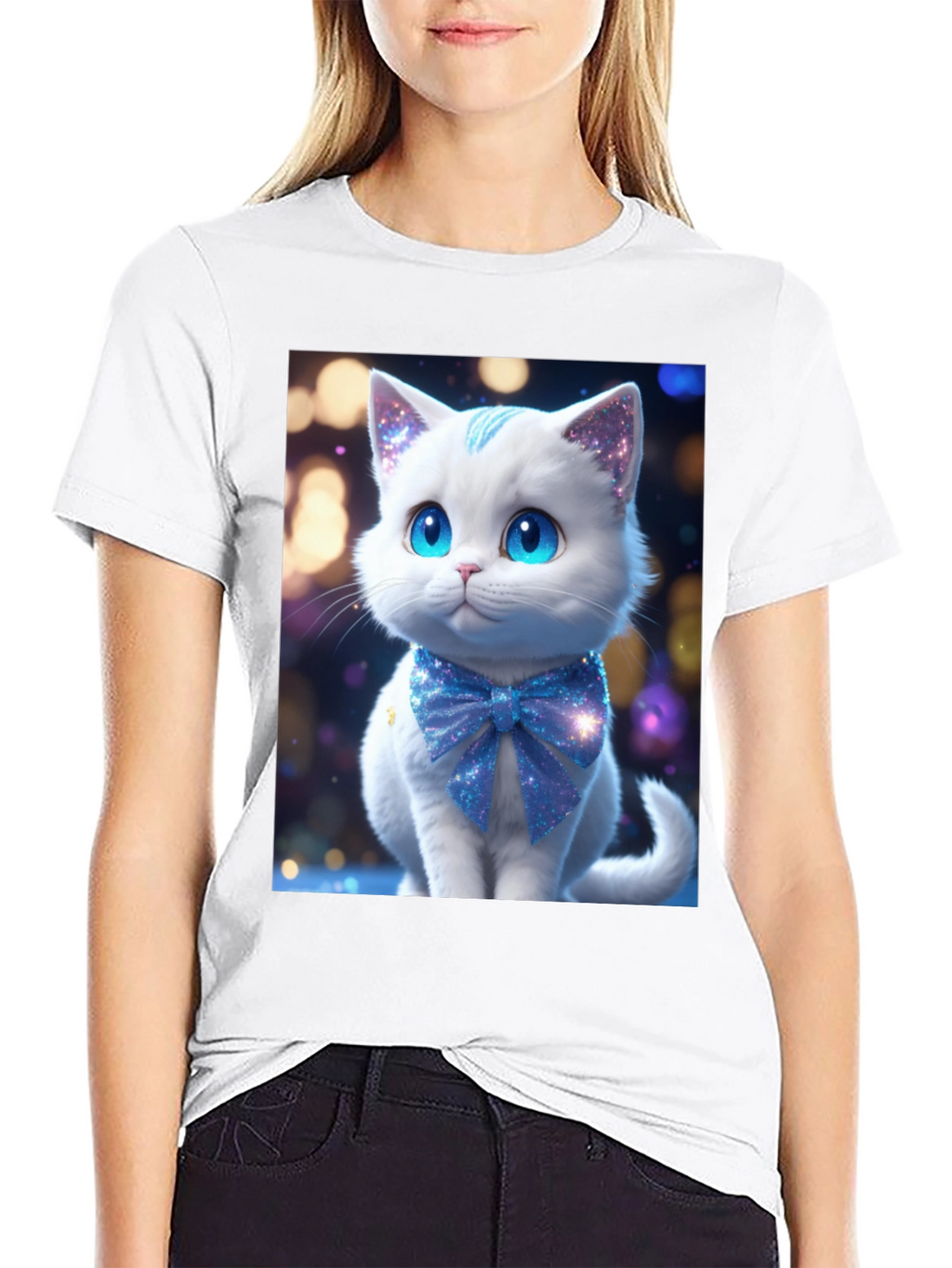 Cute Kitten Graphic Tee - Soft Black Cotton Blend