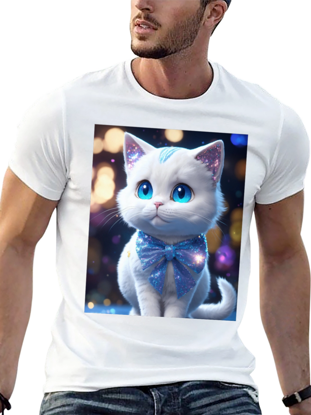 Cute Kitten Graphic Tee - Soft Black Cotton Blend