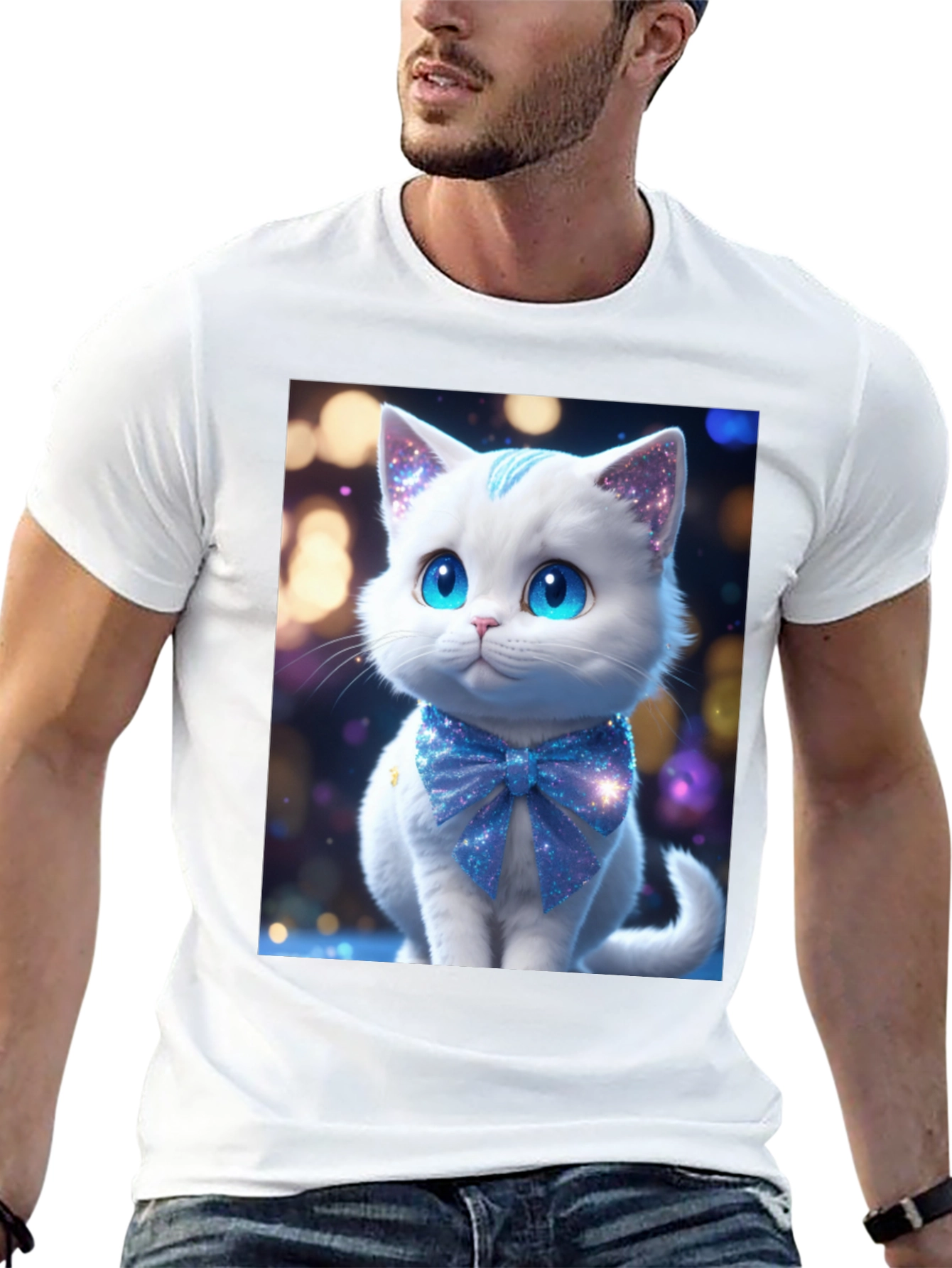 Cute Kitten Graphic Tee - Soft Black Cotton Blend