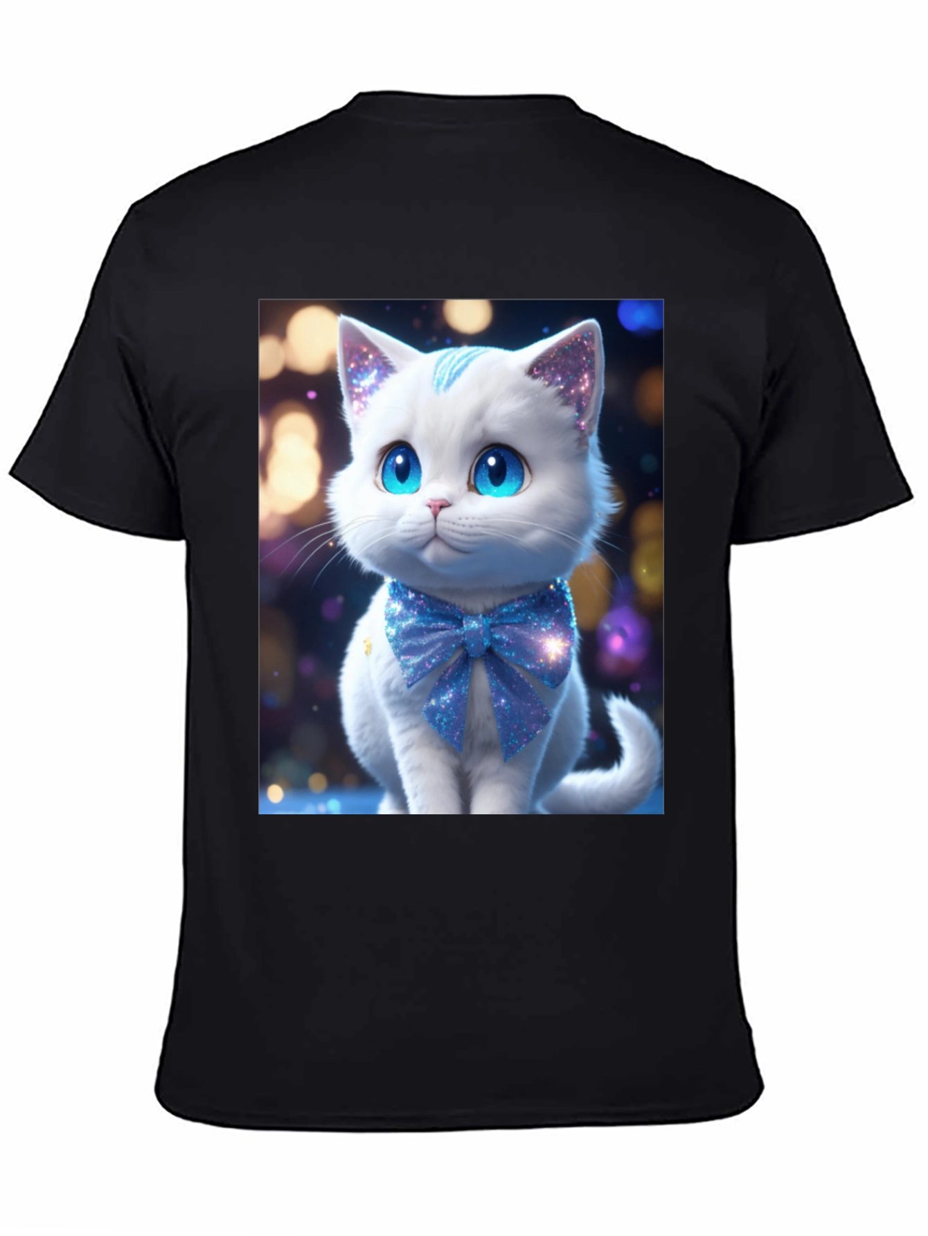Cute Kitten Graphic Tee - Soft Black Cotton Blend