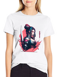 Samurai Girl Graphic T-Shirt - Sleek Anime Style
