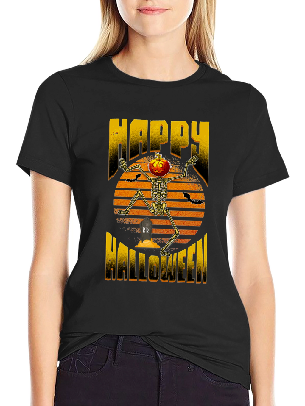 Happy Halloween Pumpkin Skeleton T-Shirt