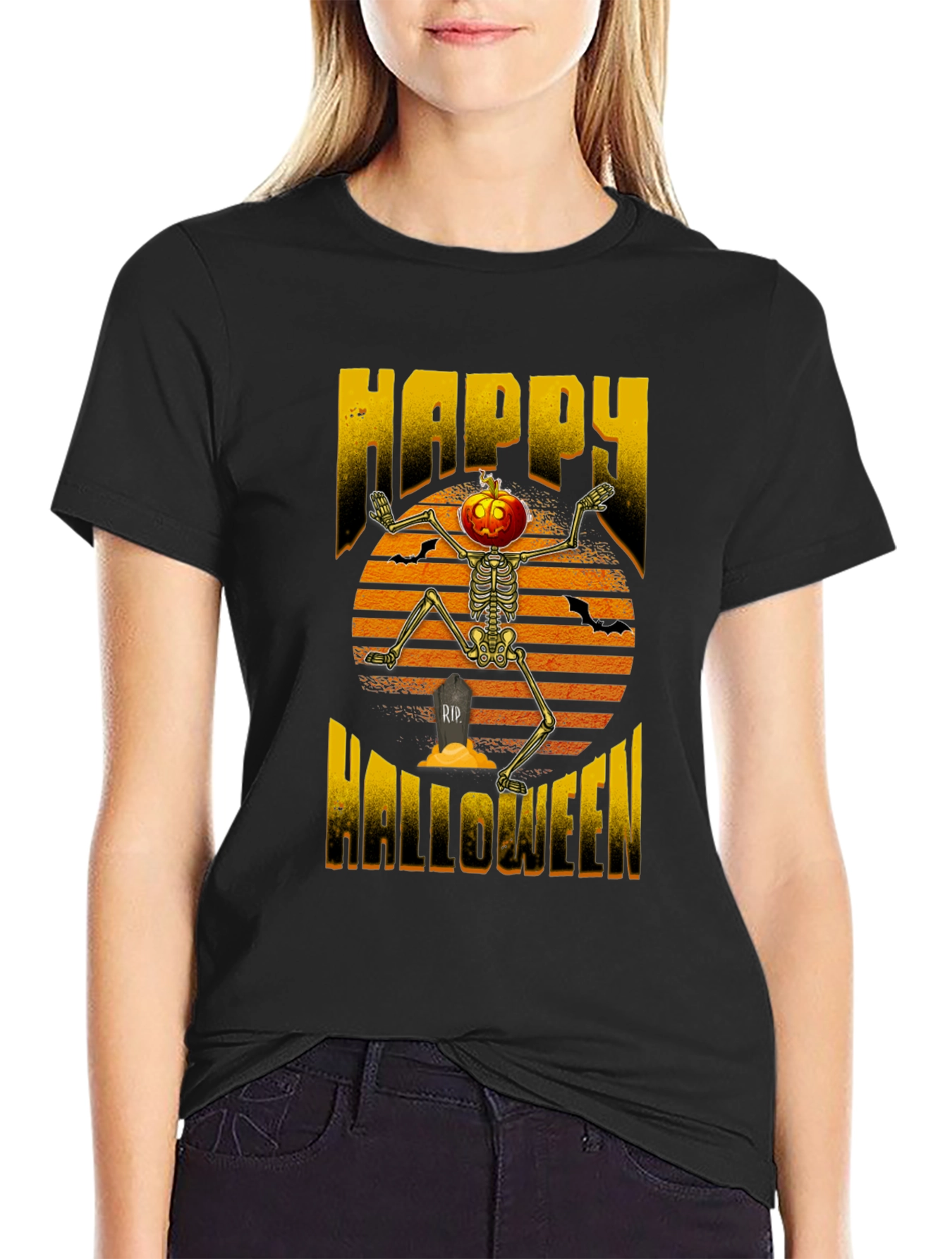 Happy Halloween Pumpkin Skeleton T-Shirt