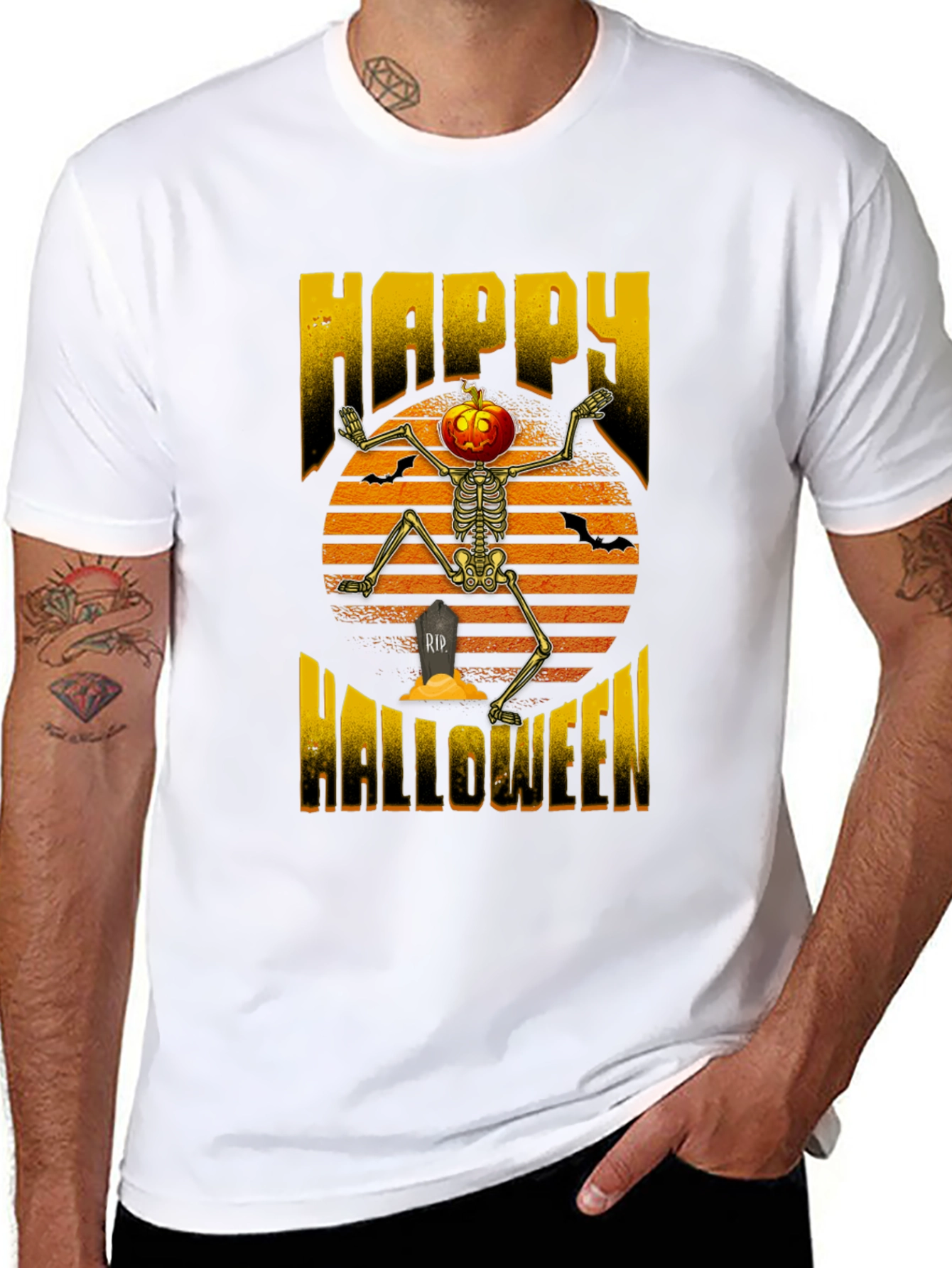 Happy Halloween Pumpkin Skeleton T-Shirt