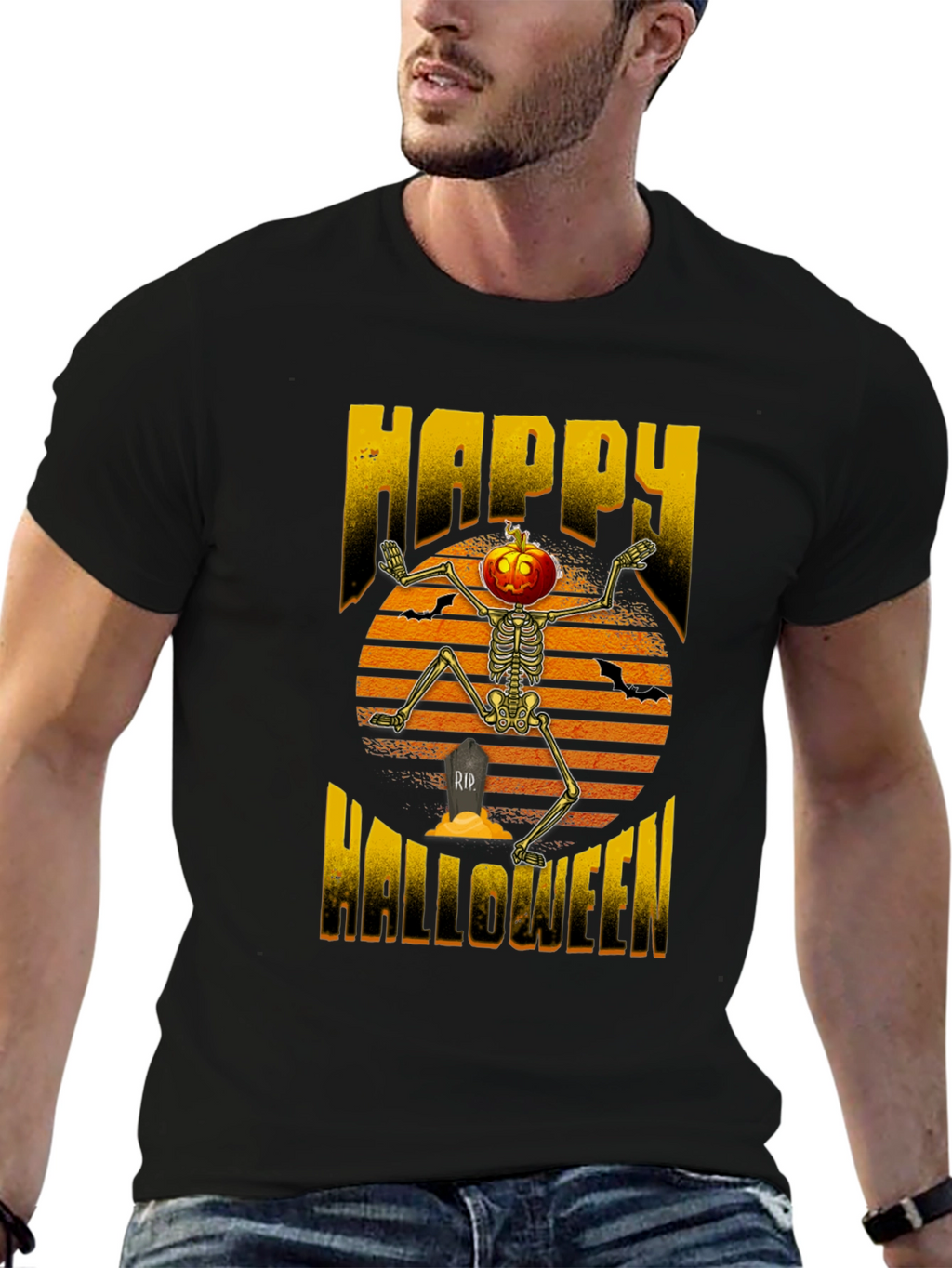 Happy Halloween Pumpkin Skeleton T-Shirt