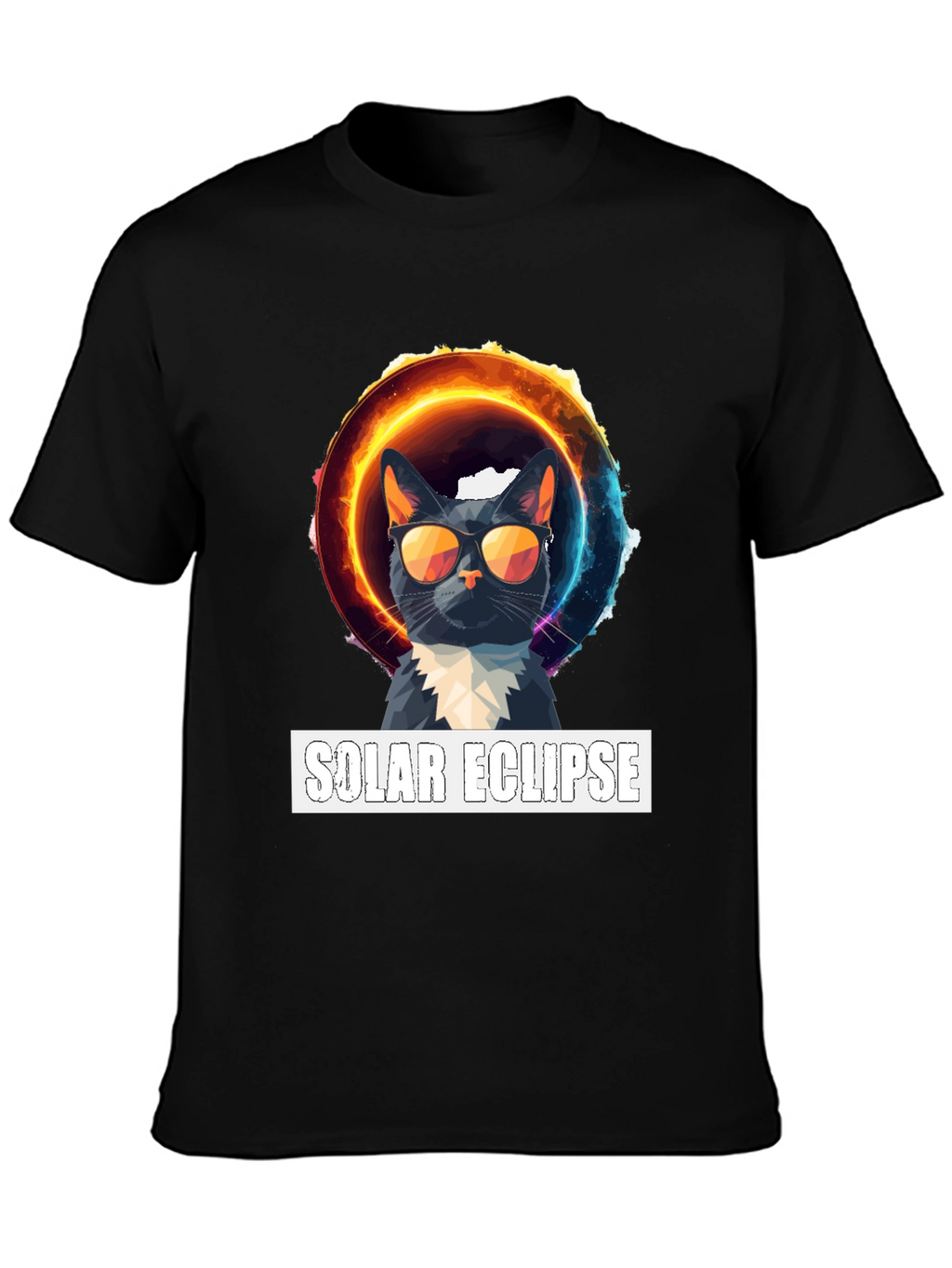 Solar Eclipse Cat Graphic T-Shirt