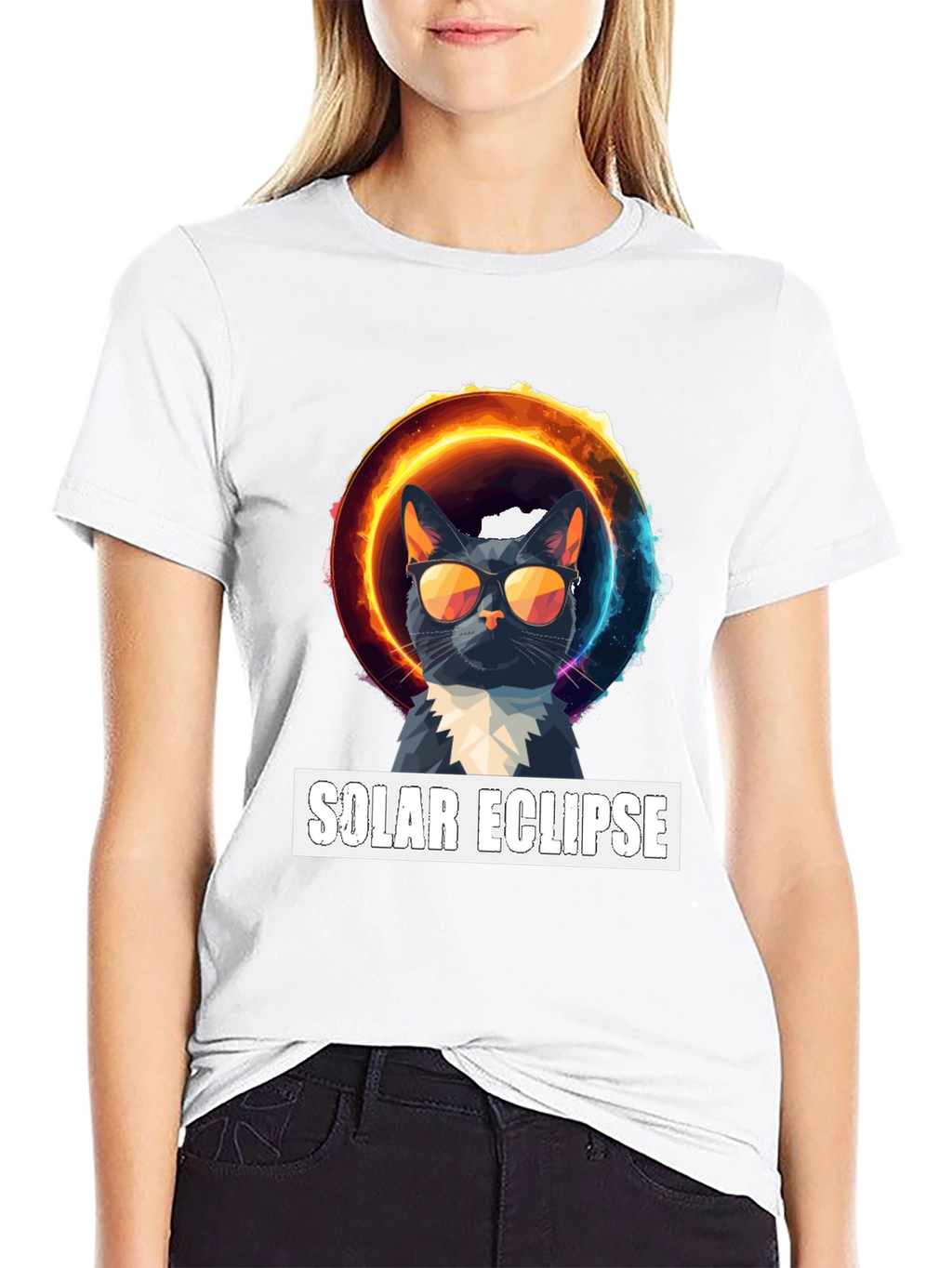 Solar Eclipse Cat Graphic T-Shirt