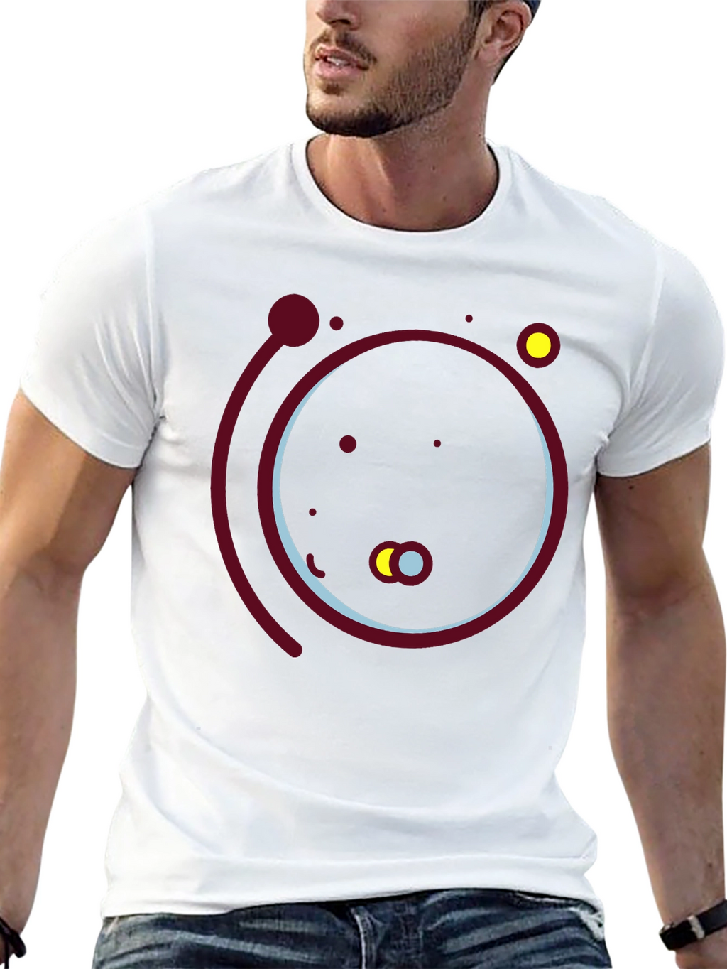Abstract Solar System Graphic Tee - Black