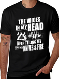 Voices in My Head Knives & Fire Black T-Shirt