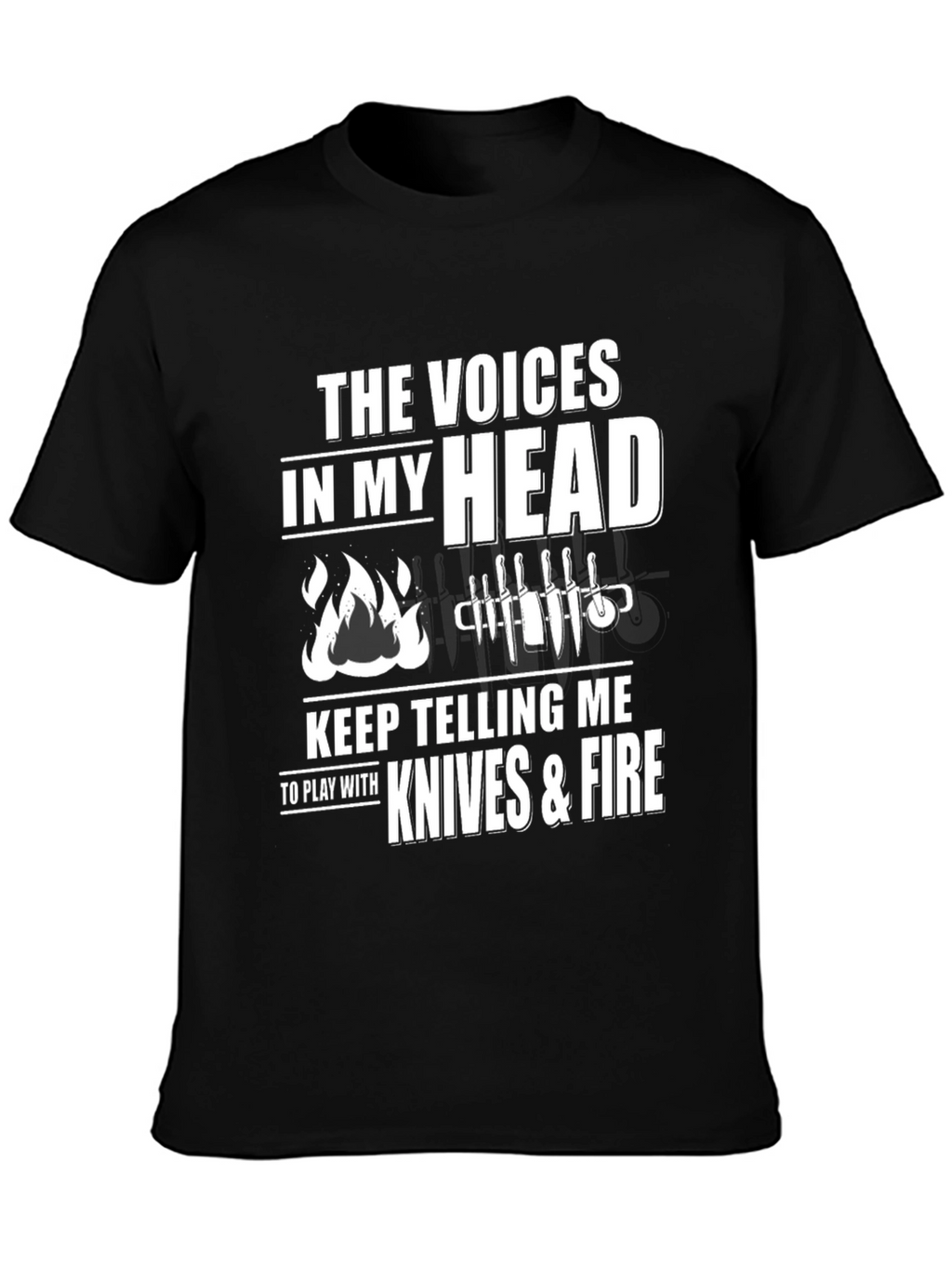Voices in My Head Knives & Fire Black T-Shirt