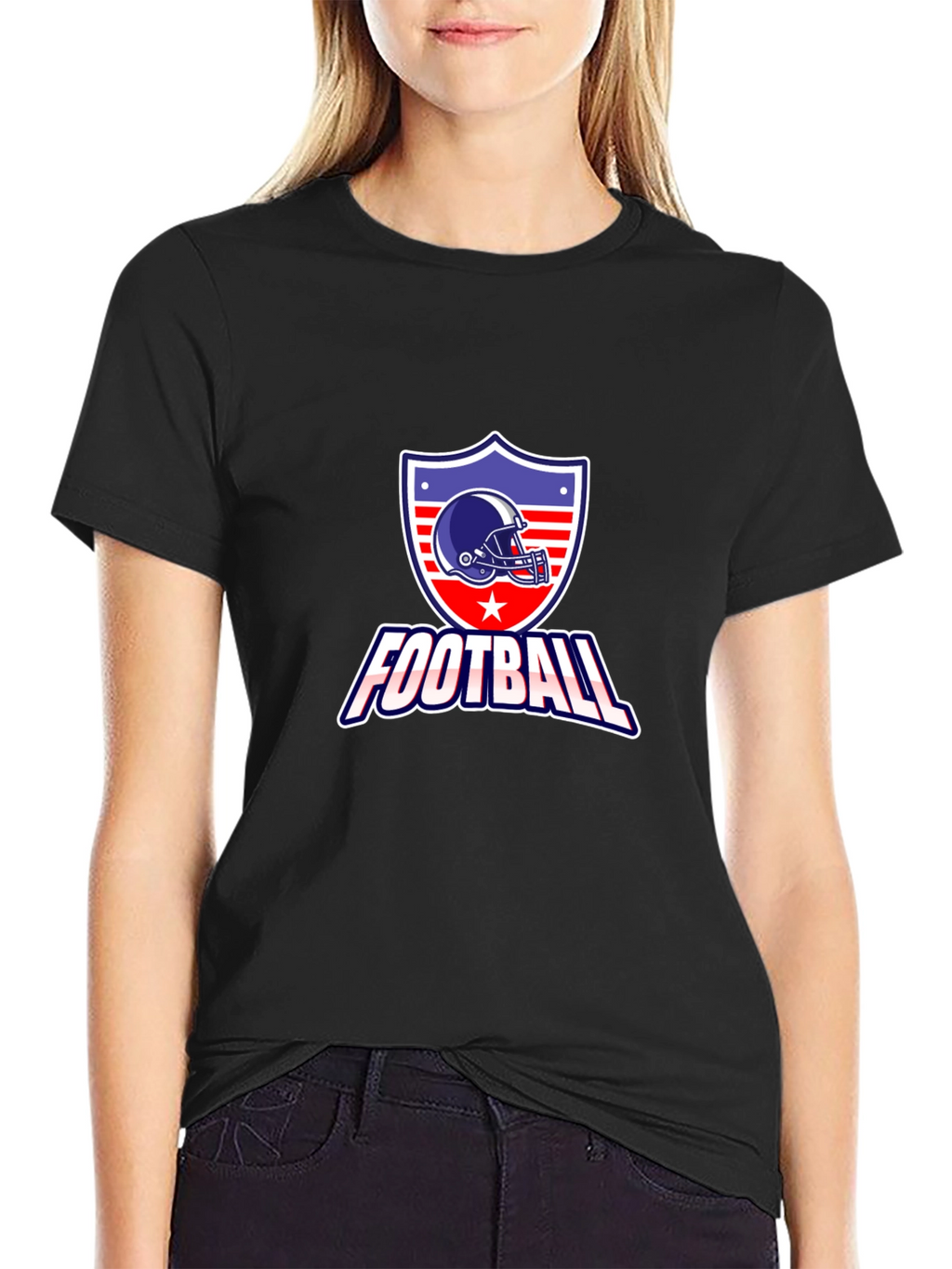 Football Graphic Tee - Patriotic Shield Design