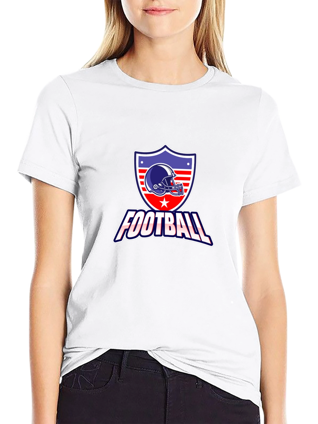 Football Graphic Tee - Patriotic Shield Design