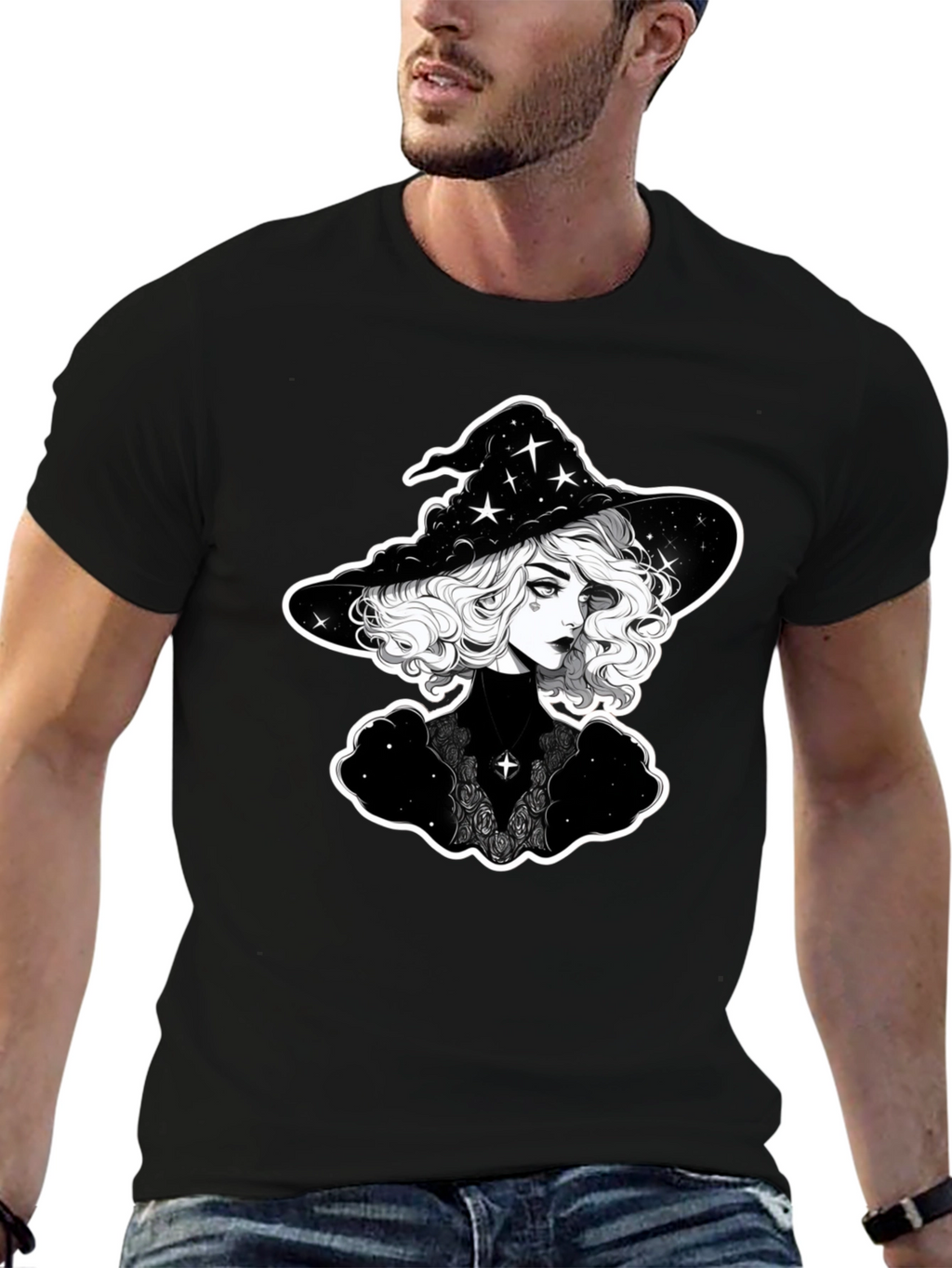 Witch Graphic T-Shirt - Black Cotton Tee