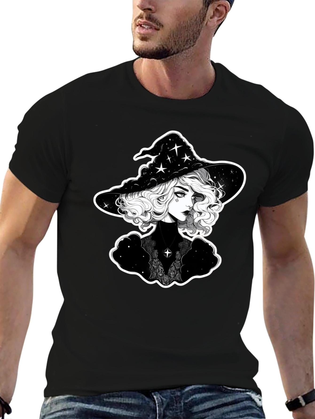 Witch Graphic T-Shirt - Black Cotton Tee