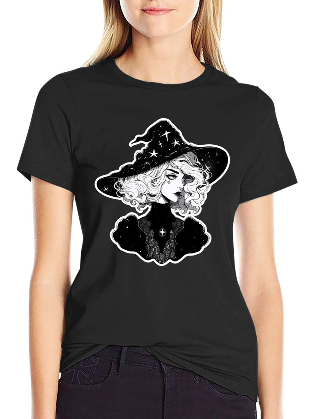 Witch Graphic T-Shirt - Black Cotton Tee