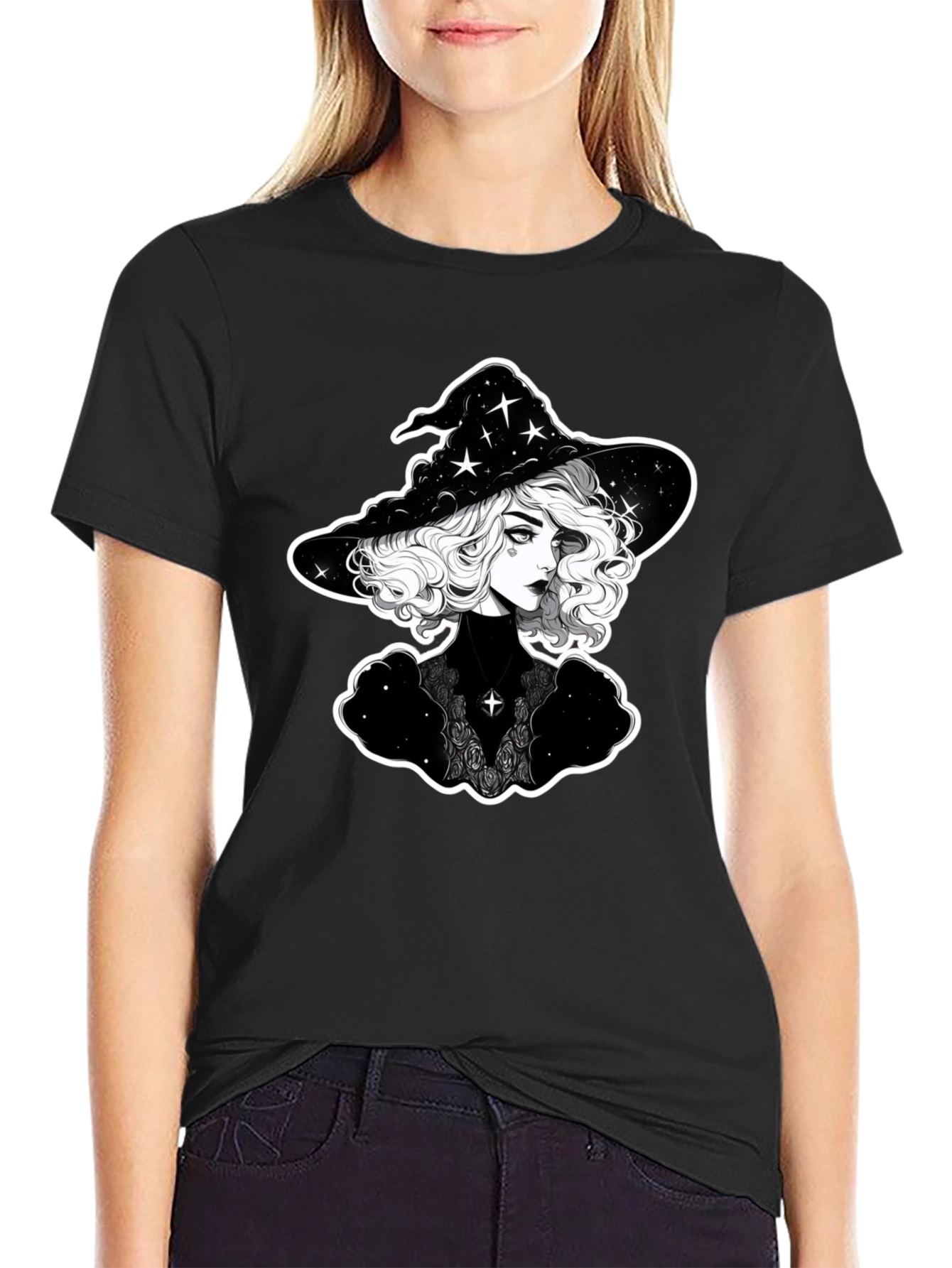 Witch Graphic T-Shirt - Black Cotton Tee