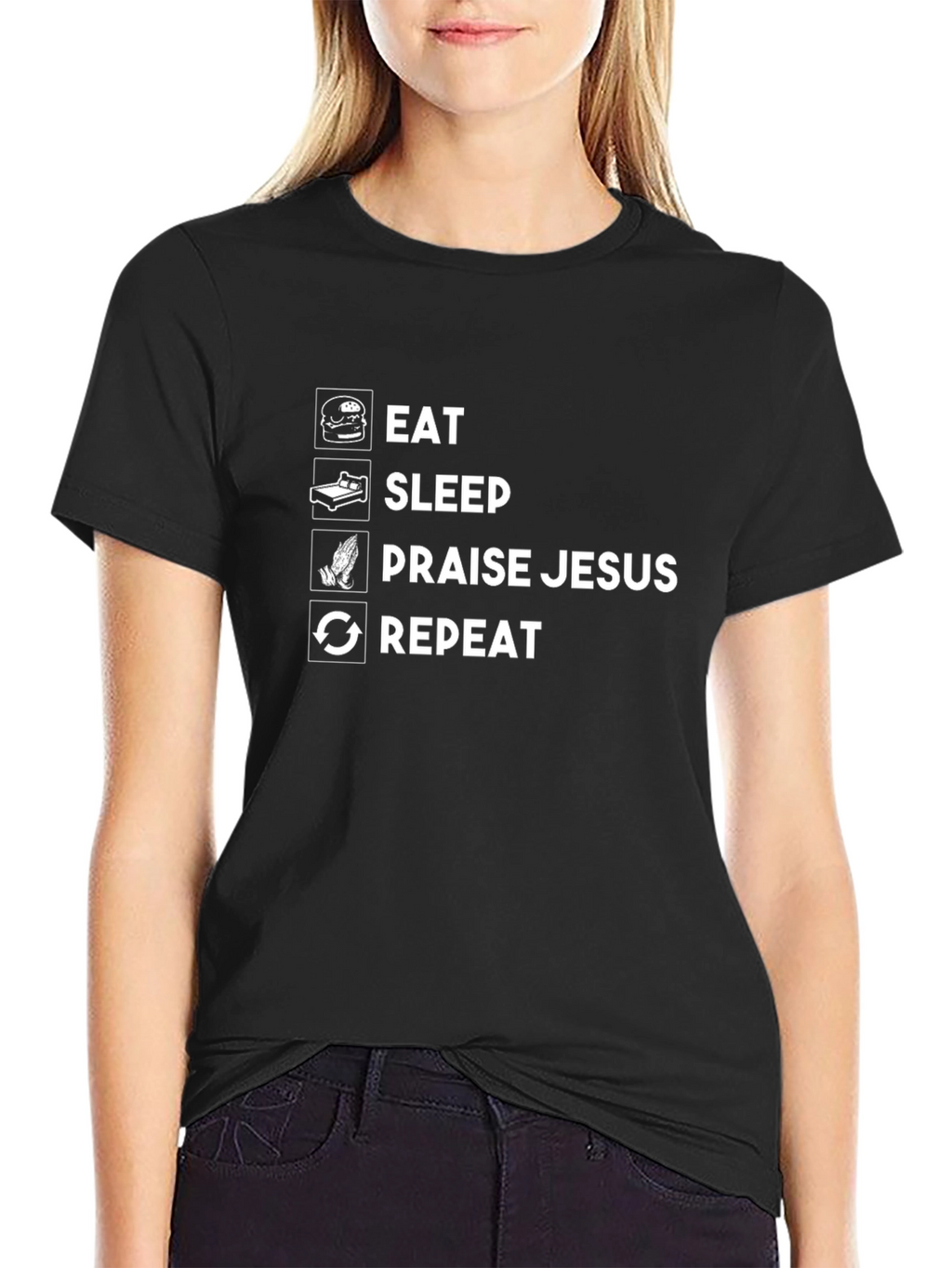 Eat Sleep Praise Jesus Repeat Graphic Tee
