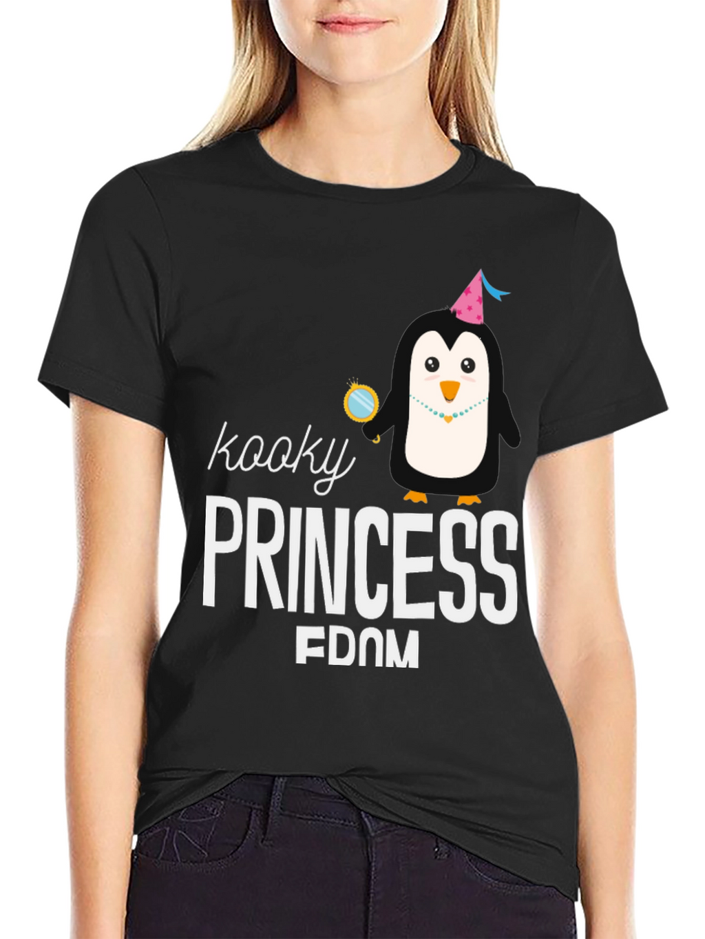 Kooky Princess Penguin T-Shirt - Black
