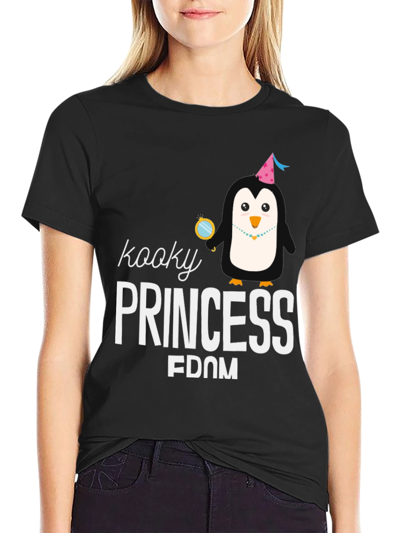 Kooky Princess Penguin T-Shirt - Black