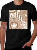 Retro Floral Print T-Shirt - Black