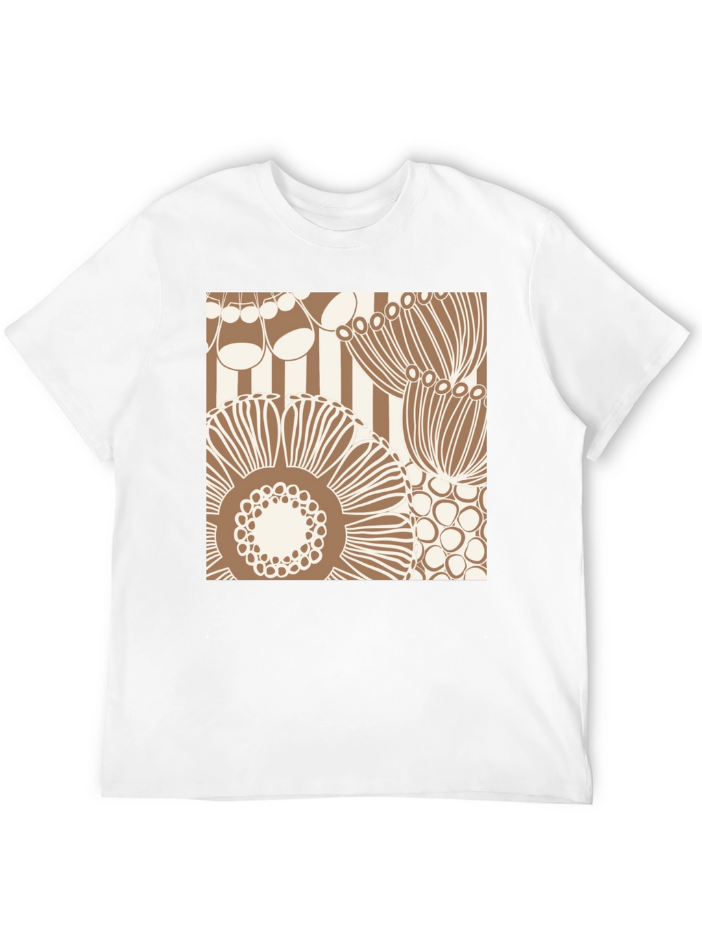 Retro Floral Print T-Shirt - Black