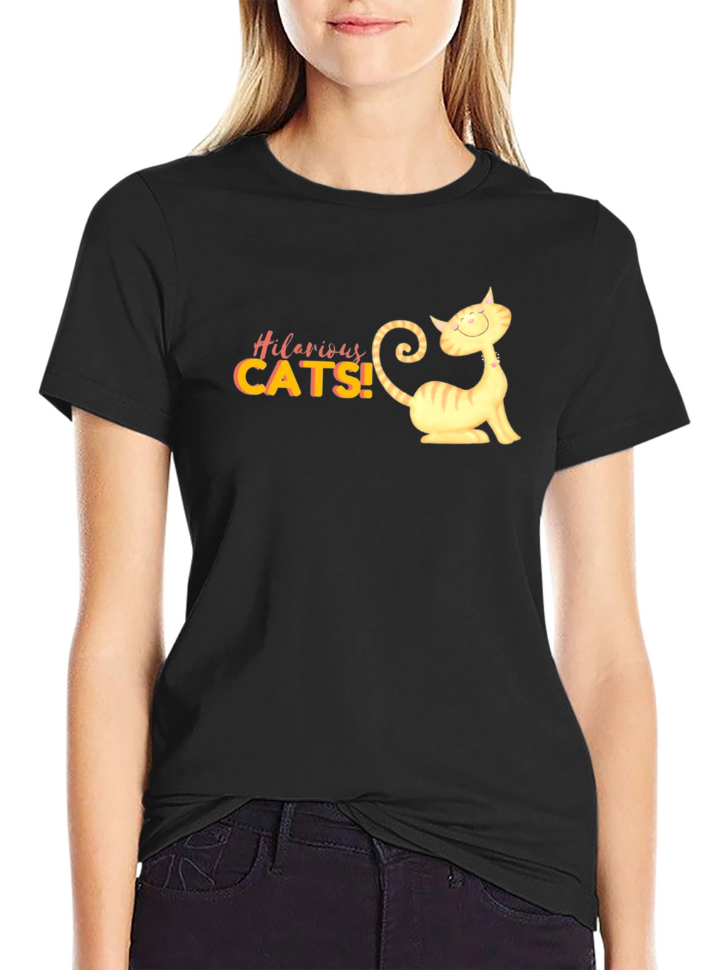 Hilarious Cats Graphic Black T-Shirt