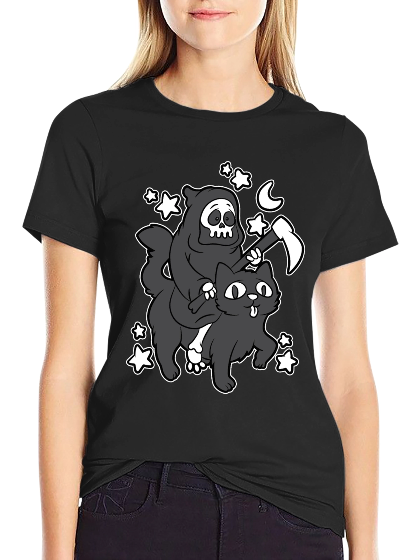 Grim Reaper Cat Ride T-Shirt