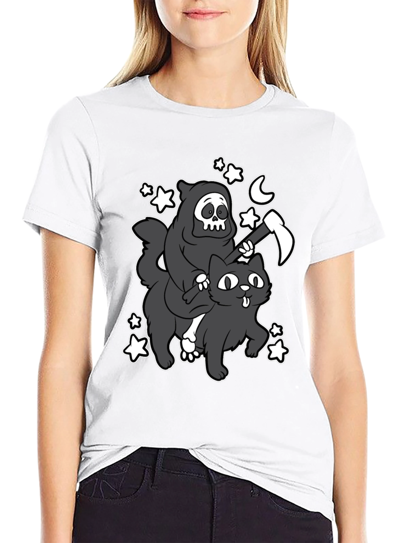 Grim Reaper Cat Ride T-Shirt