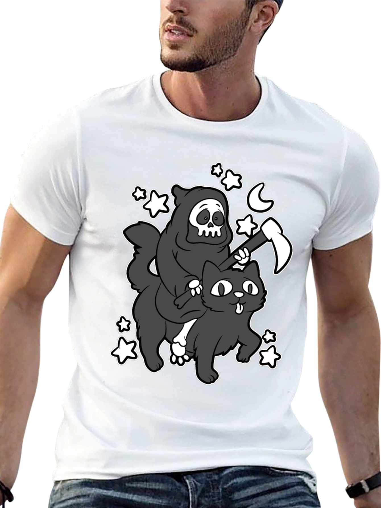 Grim Reaper Cat Ride T-Shirt
