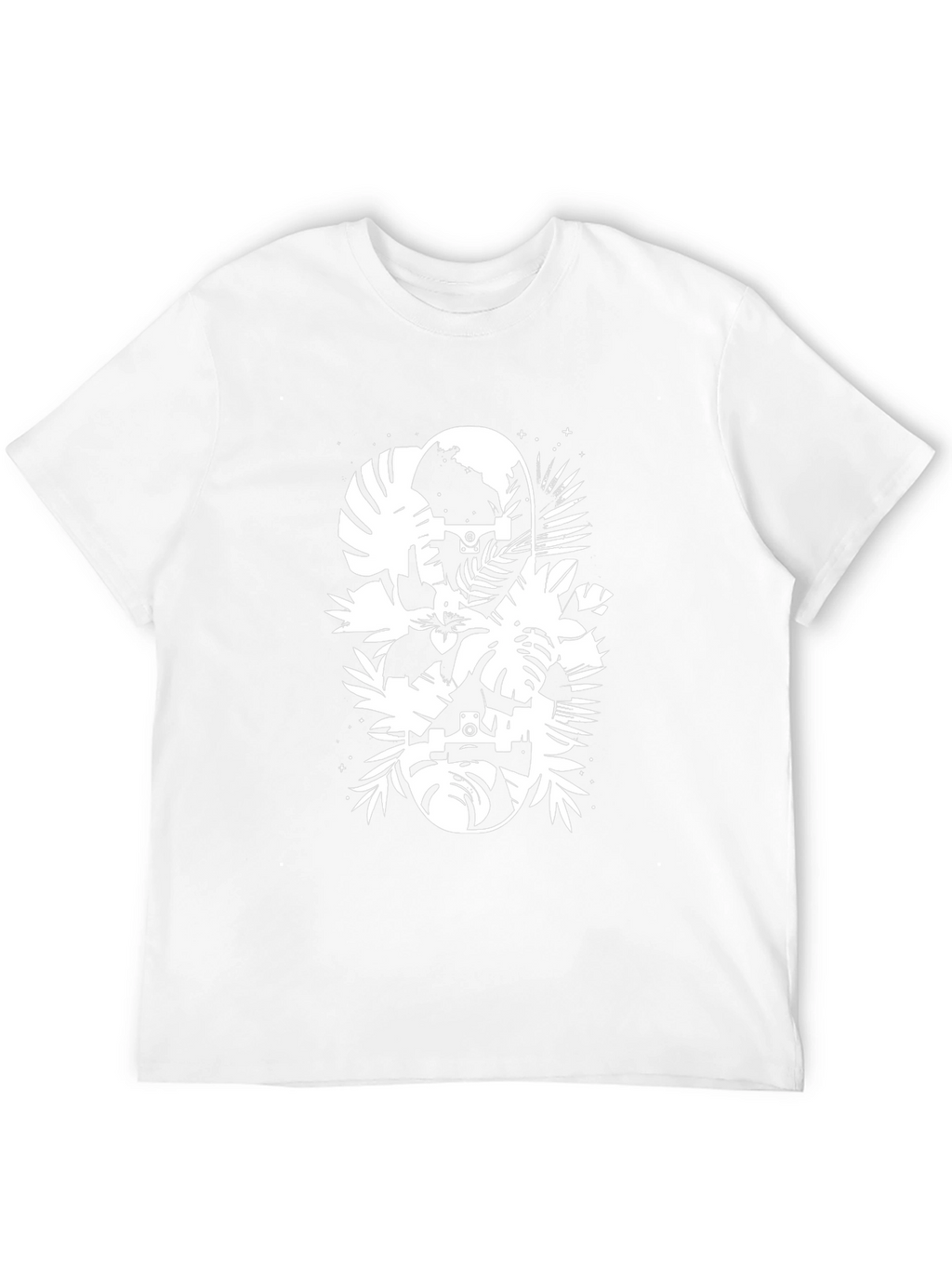 Tropical Skateboard Graphic T-Shirt - Black
