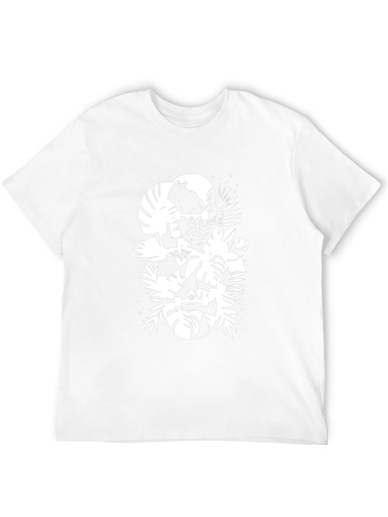 Tropical Skateboard Graphic T-Shirt - Black