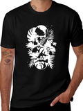 Tropical Skateboard Graphic T-Shirt - Black