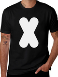 Black T-Shirt with White Abstract X Design