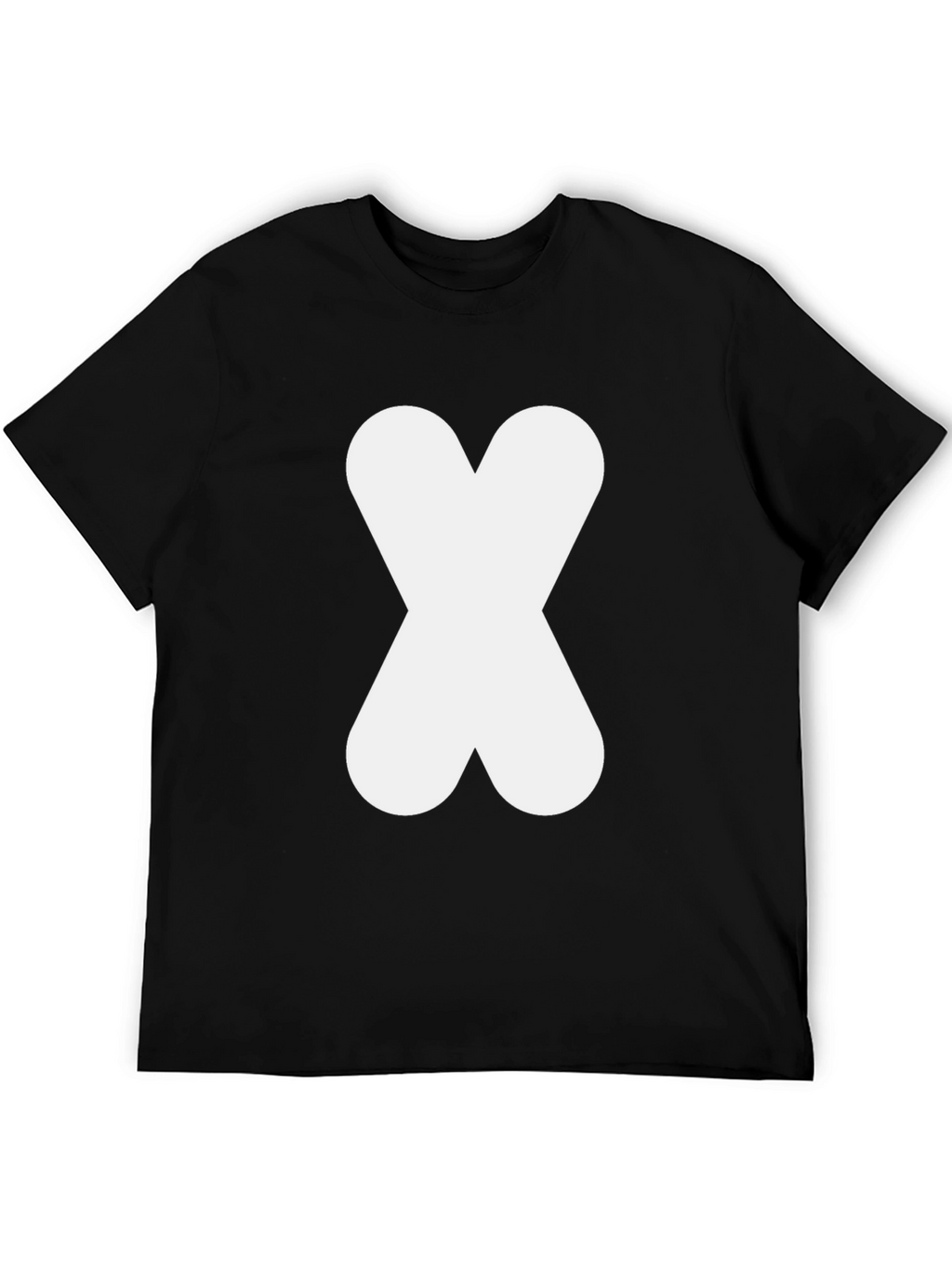 Black T-Shirt with White Abstract X Design