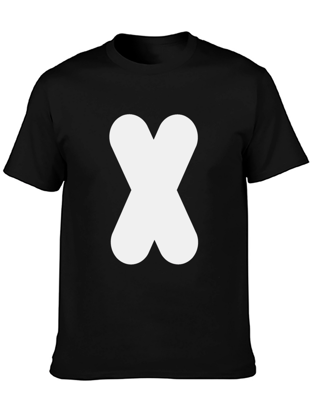 Black T-Shirt with White Abstract X Design
