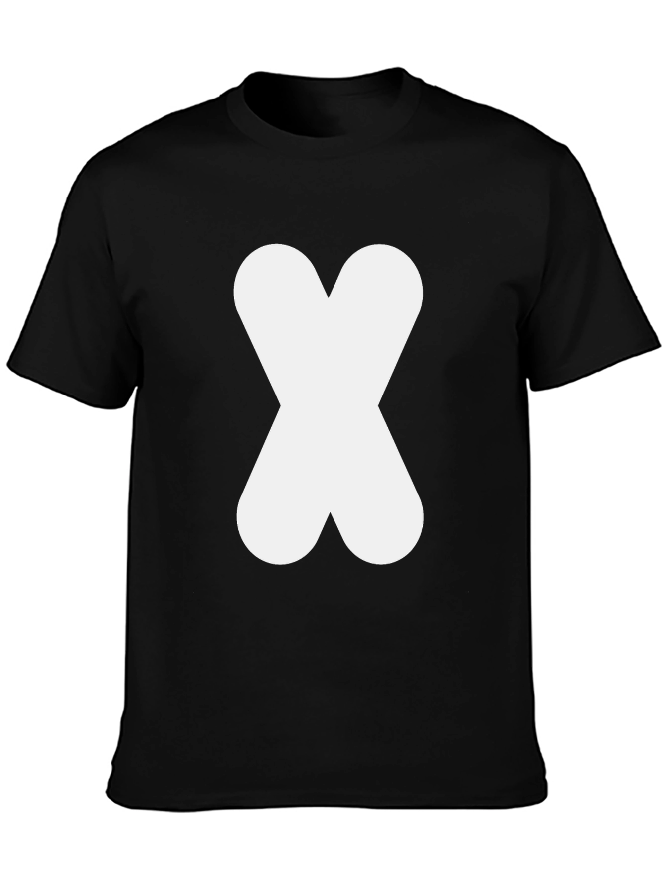 Black T-Shirt with White Abstract X Design