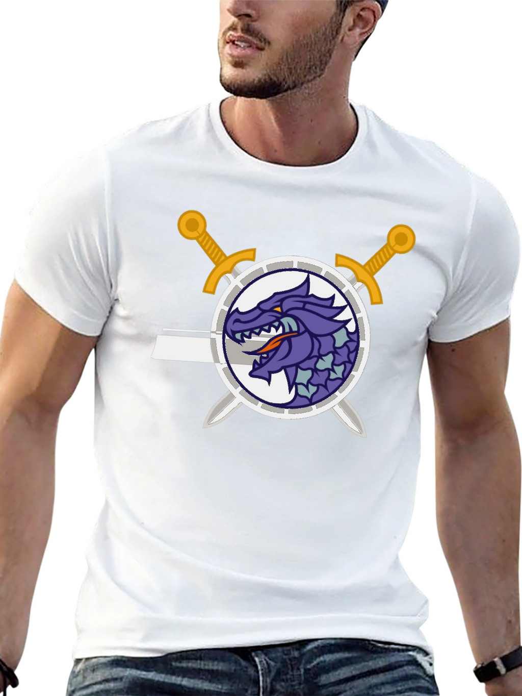 Dragon Crest Swordsman Black T-Shirt