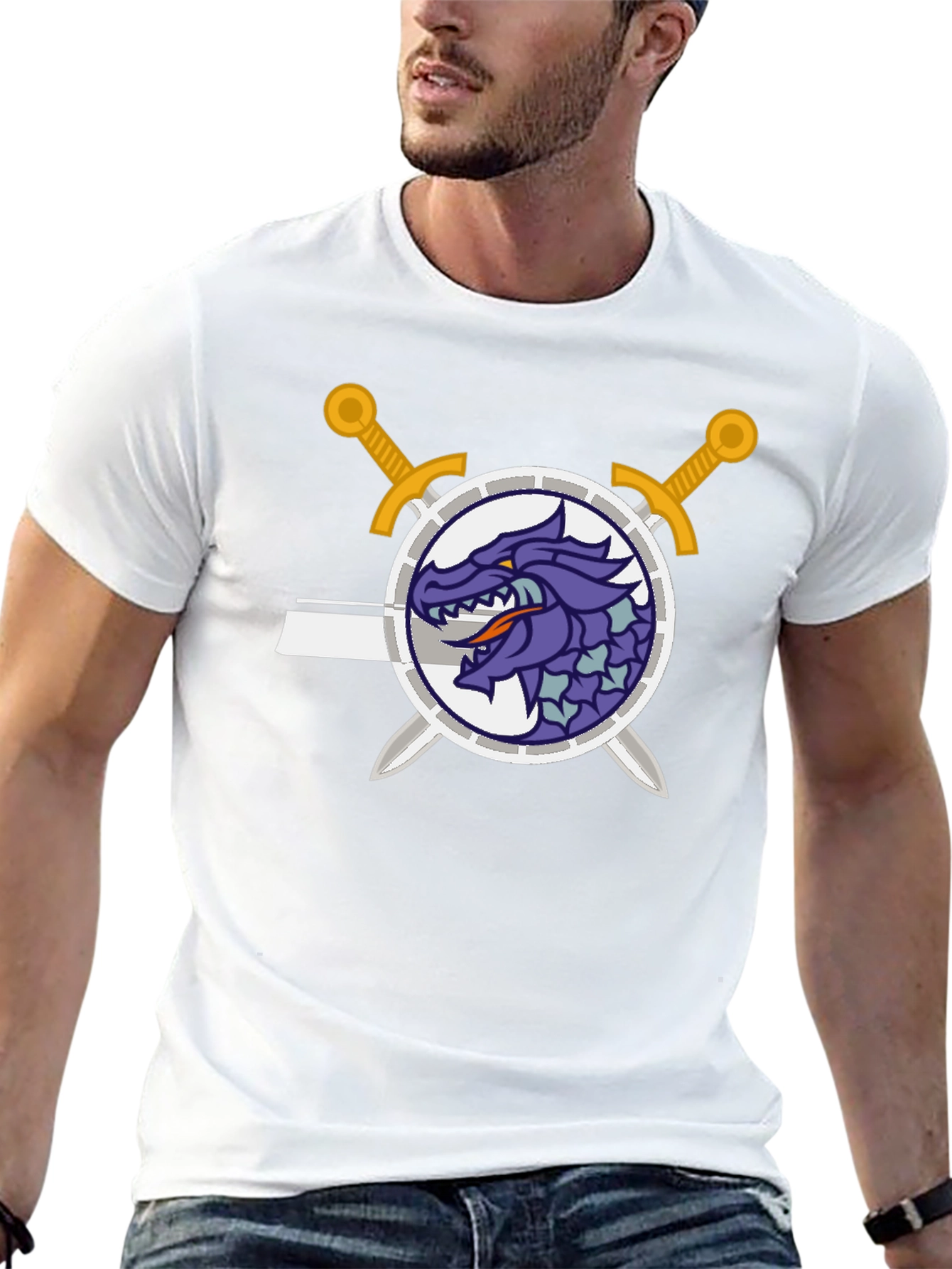 Dragon Crest Swordsman Black T-Shirt